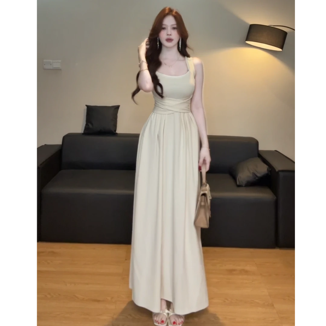 小众设计大摆连衣裙女绑带收腰显瘦高级感生日裙子