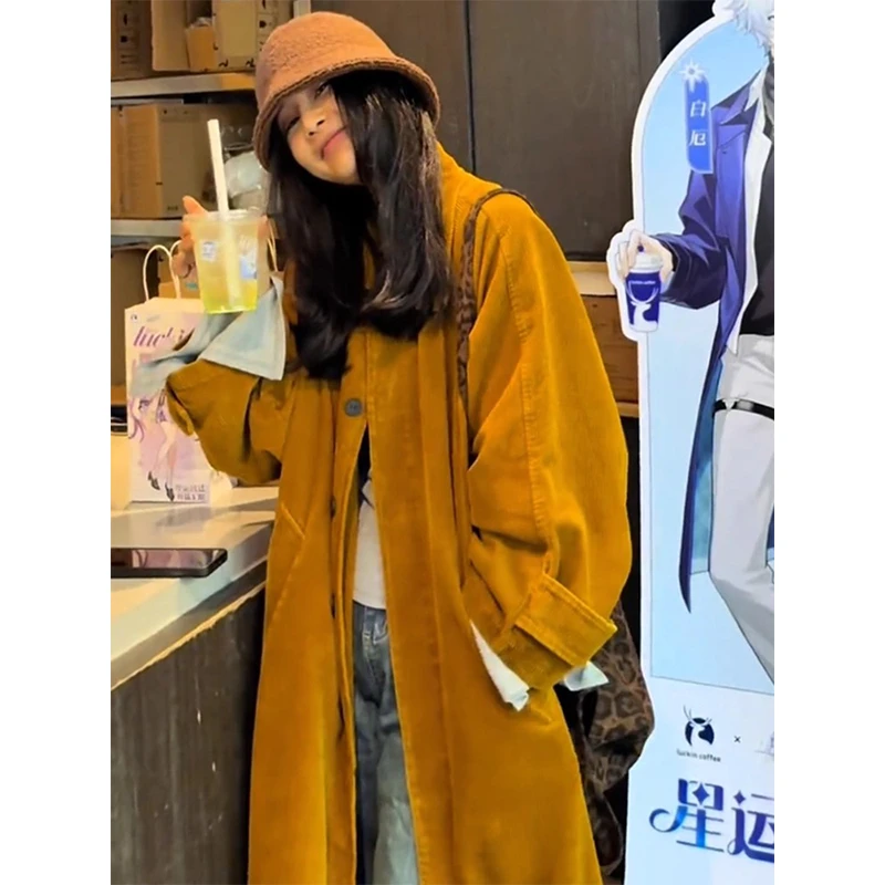 欧洲站2025秋季新款韩版休闲显瘦过膝中长款百搭单排扣纯色外套潮