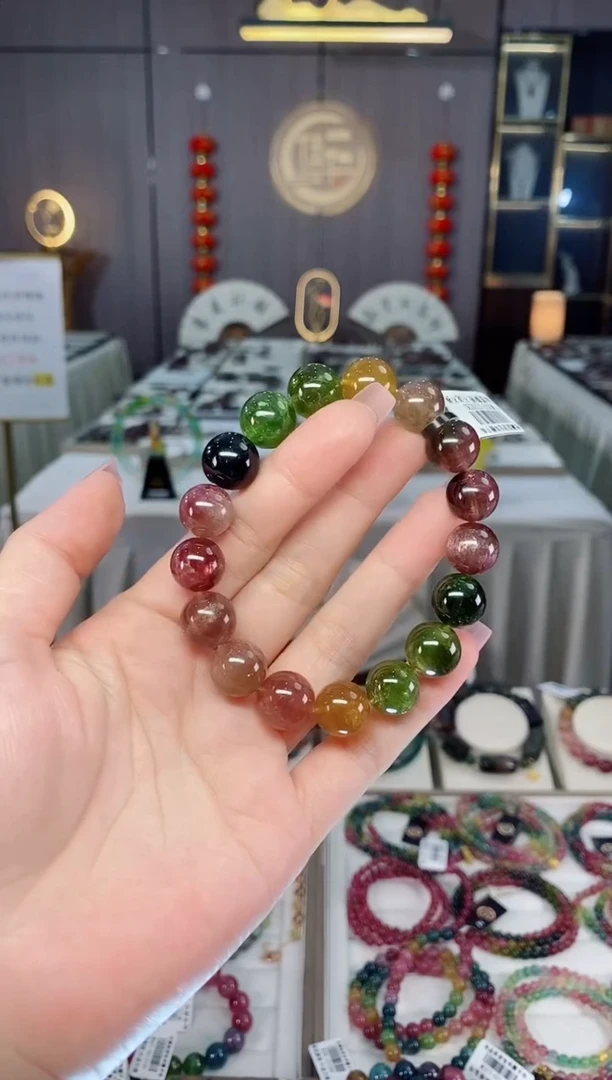 未镶嵌老矿色标单圈手串12mm+碧玺hon多样性发货一条