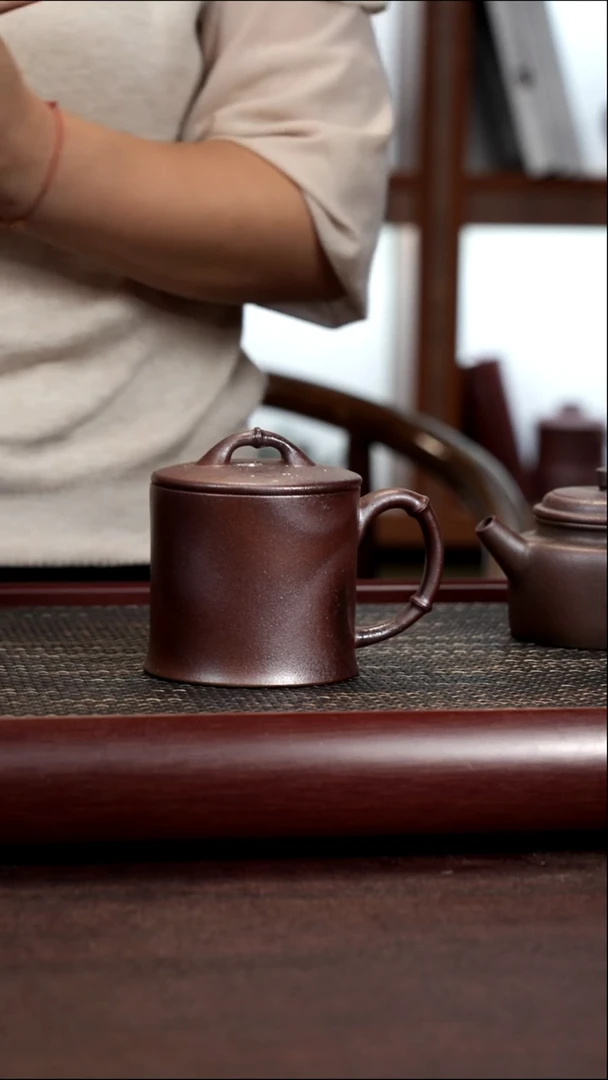 茶杯紫砂柴烧竹节杯