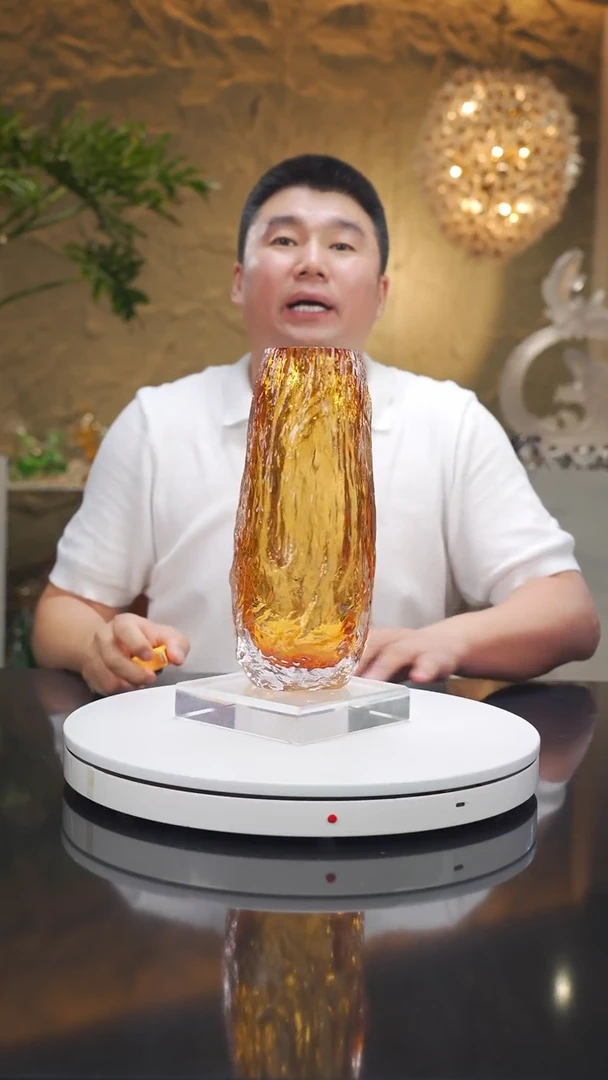 琉璃手工艺品福利琥珀树纹花瓶