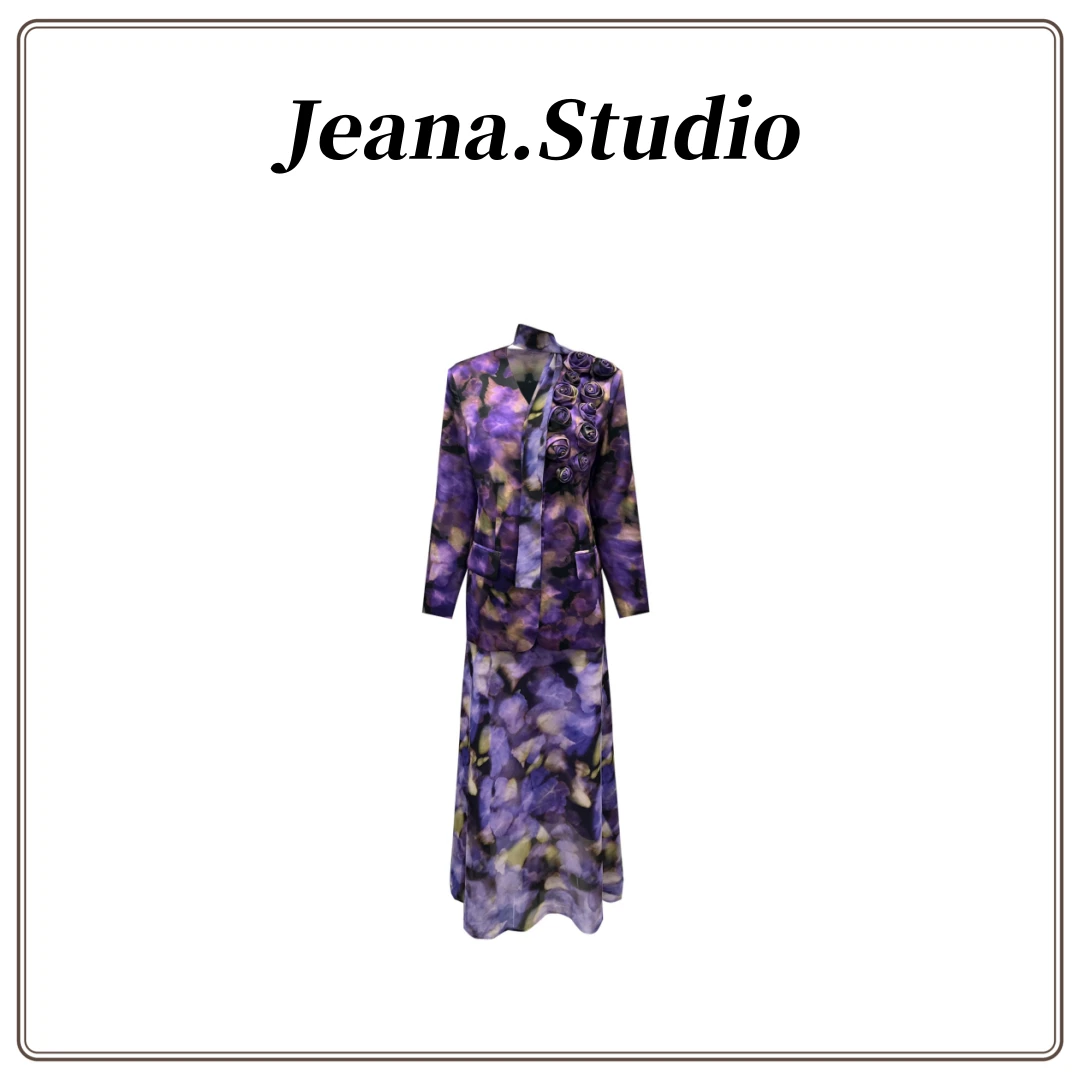 【Jeana.studio】原创设计【紫霞仙子】三件套飘带西装吊带连衣裙套装