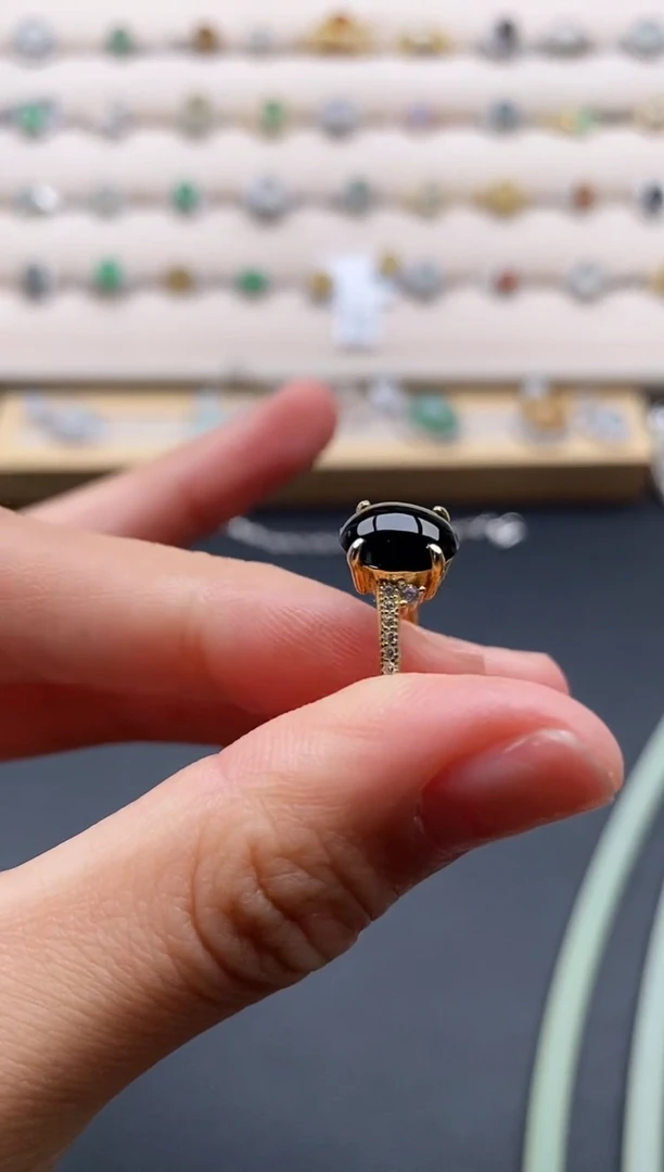 银S925镶嵌戒指翡翠222222+7