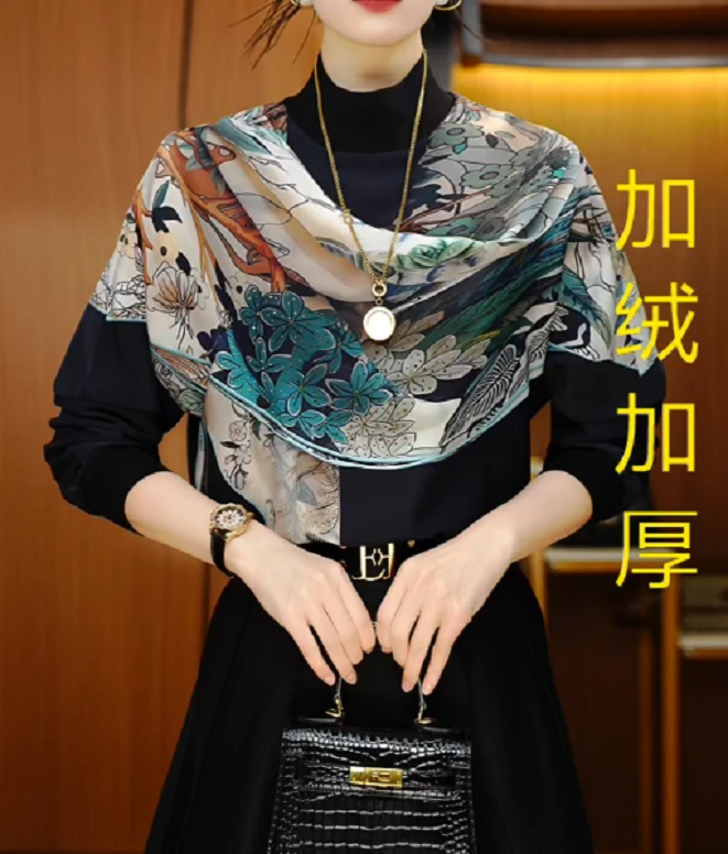 枝条蓝叶-新款秋冬季针织长袖上衣舒适透气气质上衣（加绒加厚）