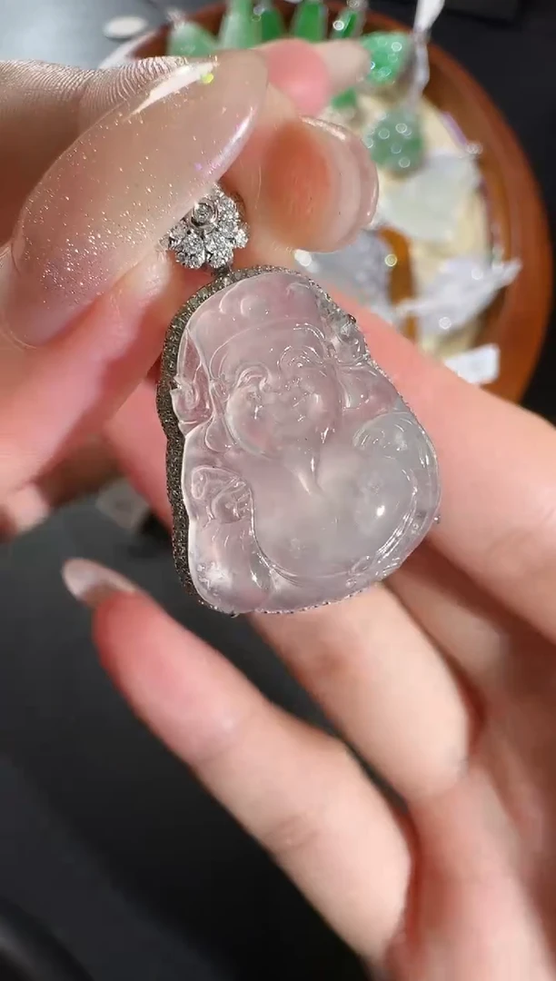 翡翠18K金镶嵌吊坠(不含链)【源头工厂】钻石镶嵌