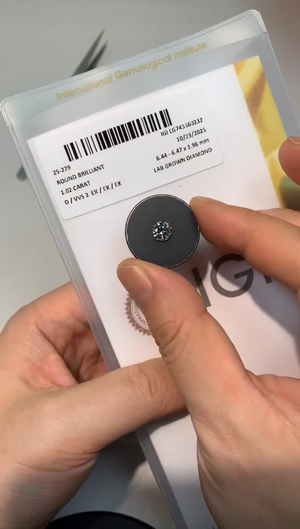 裸石实验室培育钻石1.02克拉D色VVS2腰码743560232