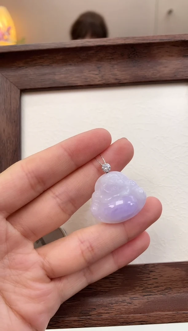 颈饰18K金镶嵌翡翠天然缅甸a货翡翠