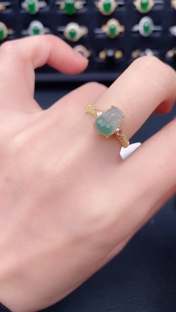 银S925镶嵌戒指翡翠天然a货翡翠30