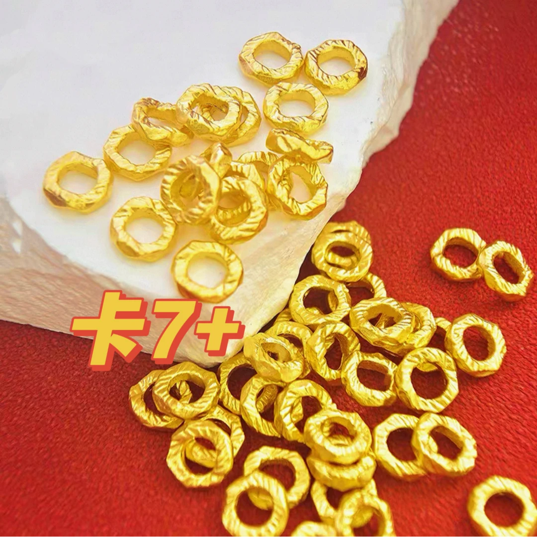 足金999 卡7mm+锤纹盘缠单颗（多样性发其一）国风新中式l