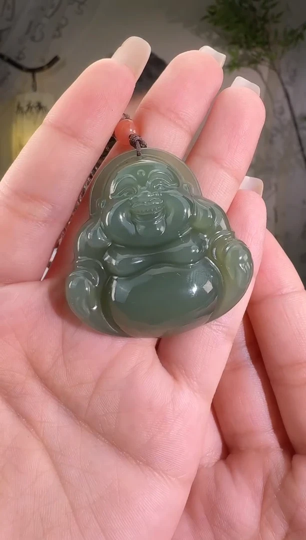 和田玉未镶嵌颈饰45佛公 p