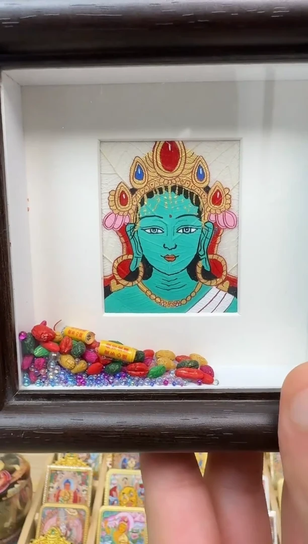 吊坠绿妈妈-热贡纯手绘唐卡吊坠