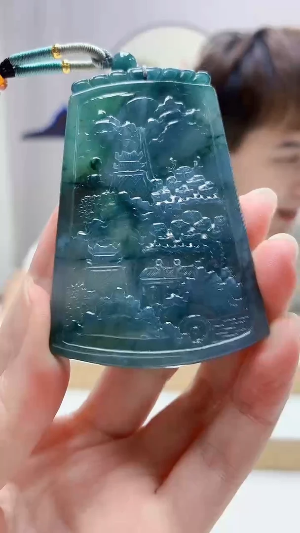 未镶嵌定制翡翠4868zm-毛货挂件山水93