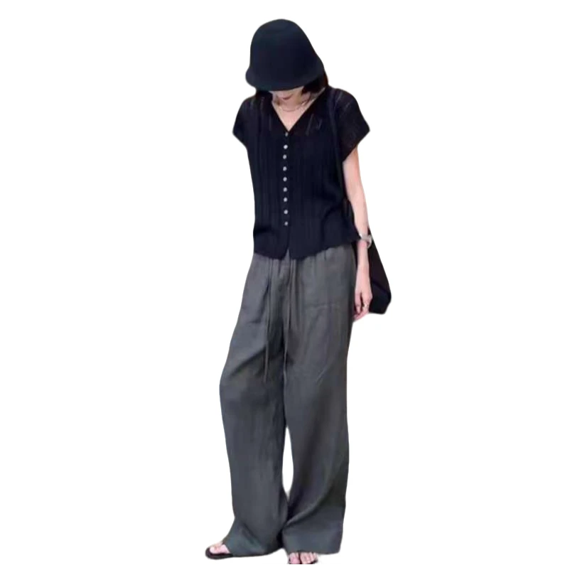 休闲百搭显瘦时尚夏季复古镂空针织衫