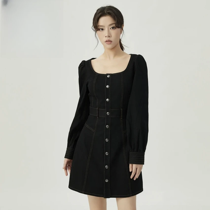 AMASS/阿玛施气质修身显瘦长袖小众法式连衣裙5500509