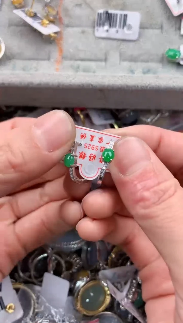 银S925镶嵌戒指翡翠999   10