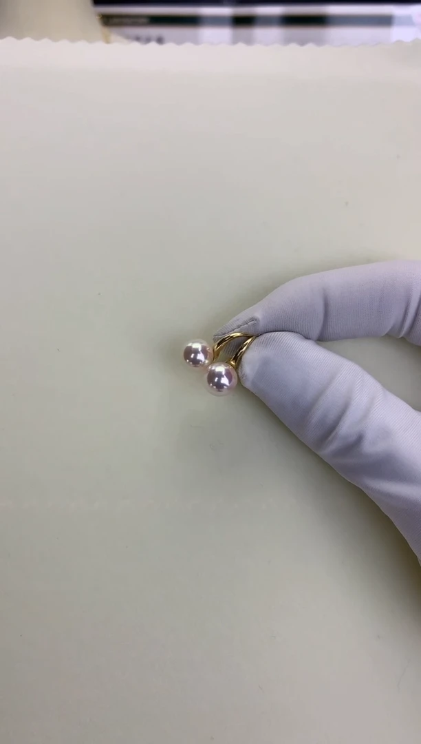 18K金镶嵌DA海水珍珠 GD014 7.5-8 天女耳钩