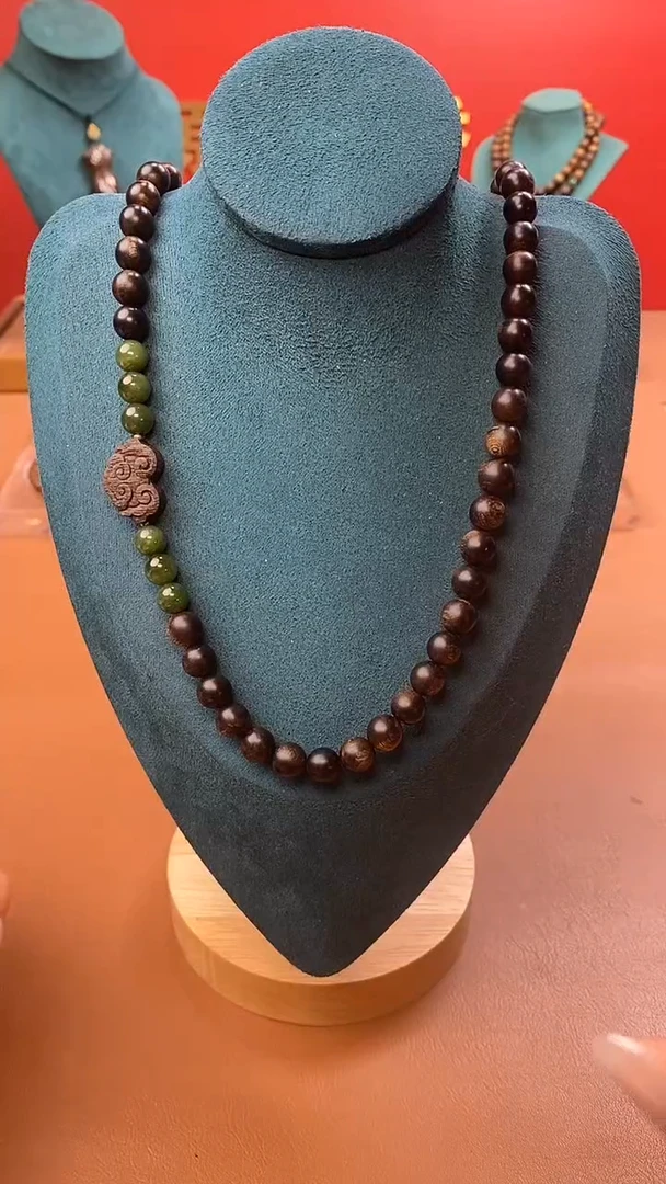 手串沉香Y沉水紫棋楠玉化瘤疤08+祥云沉香木雕