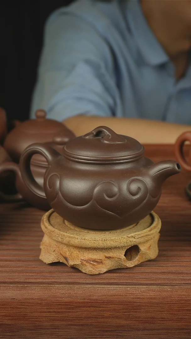茶壶紫砂紫泥仿古如意半手工