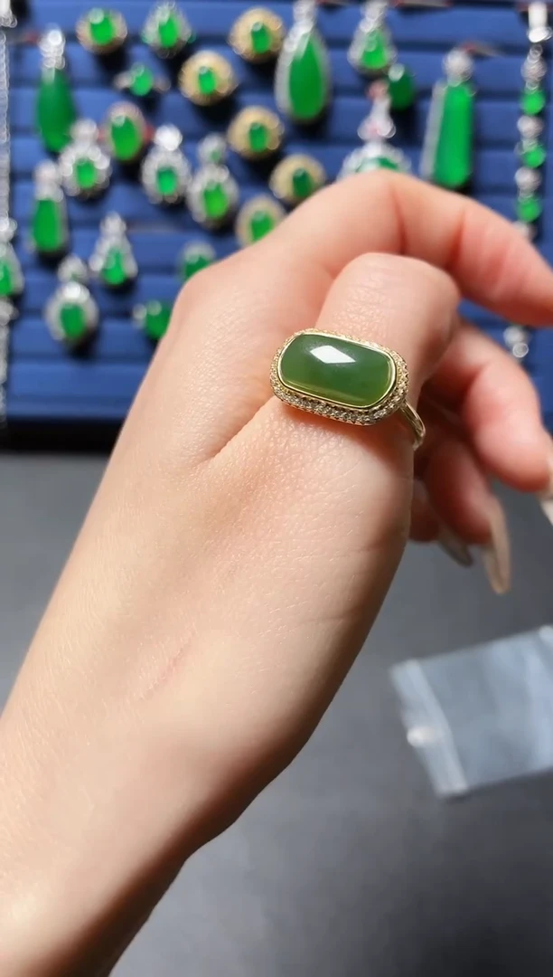 银S925镶嵌和田玉珠宝半成品20