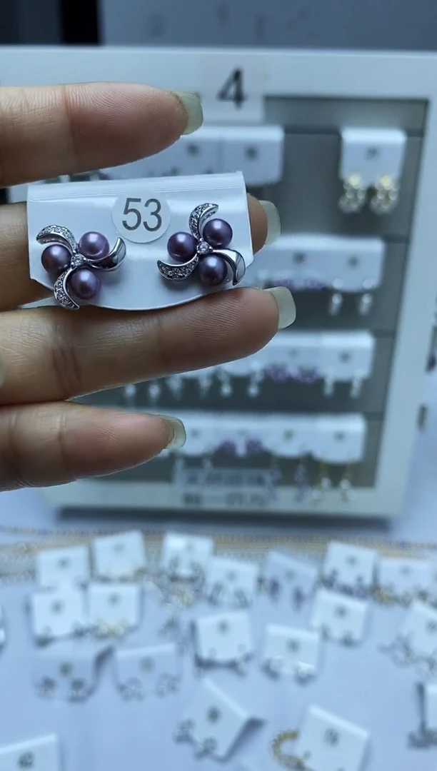 银S925镶嵌耳饰淡水珍珠53