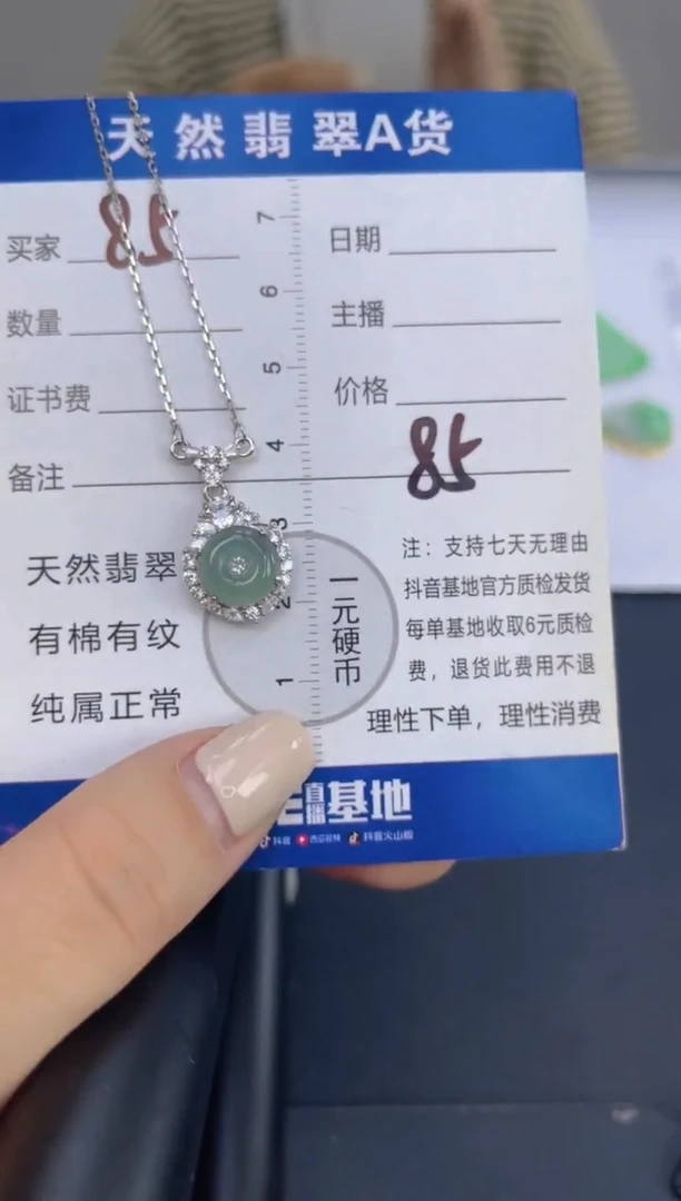翡翠银S925镶嵌颈饰天然A货翡翠