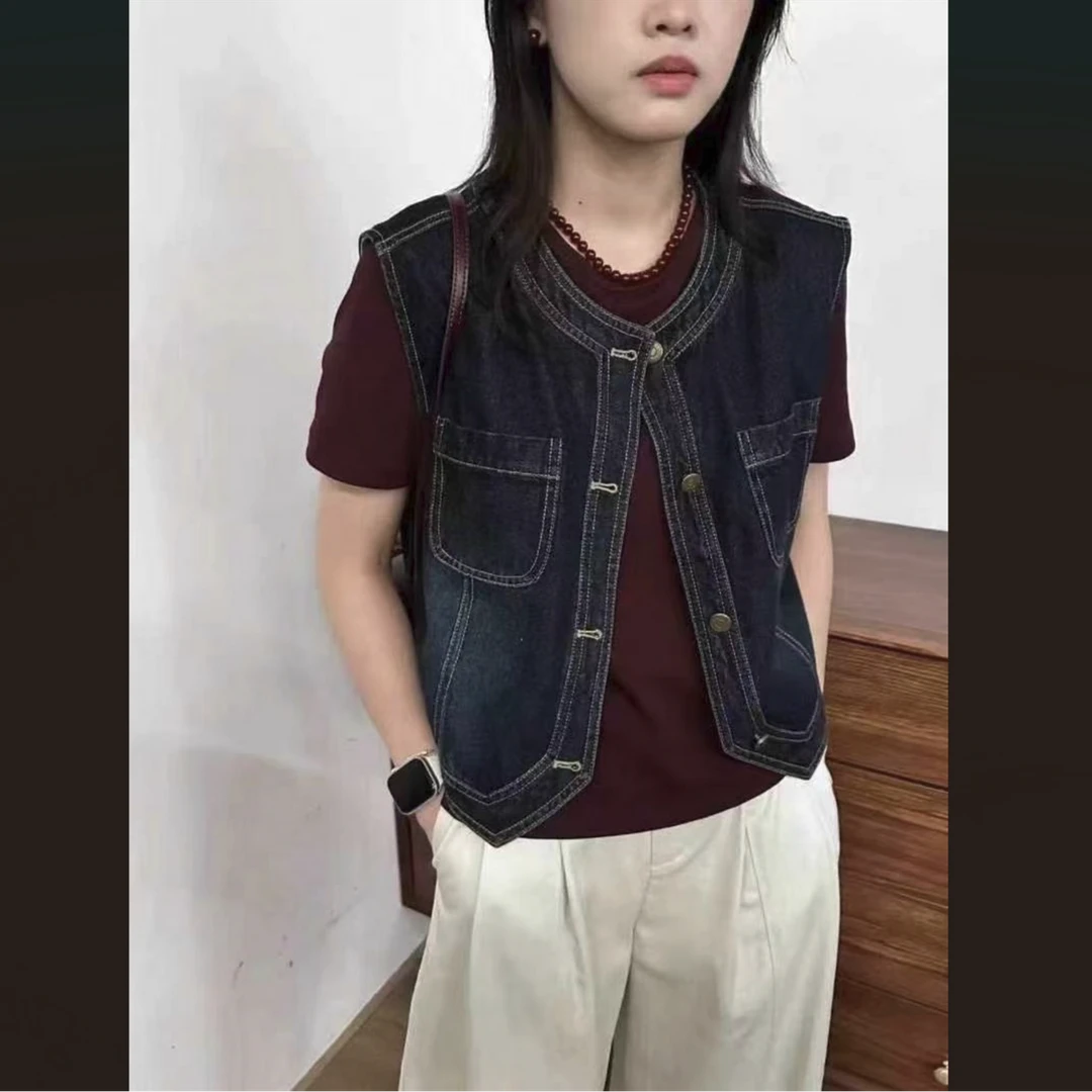 （柚子同款）ZJ秋款时尚软牛仔马甲33216