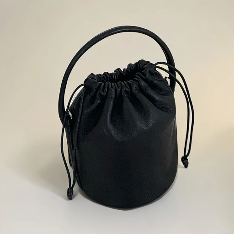 HY2025春季新款酷黑头层软牛皮系列女包百搭时尚休闲真皮单肩小包