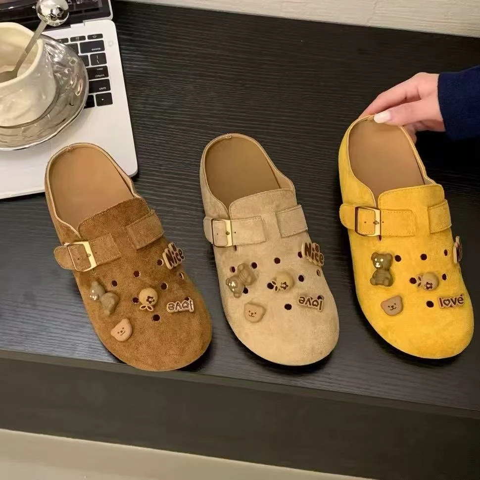 勃肯鞋女春夏新款一脚蹬外穿包头半拖小香风网红时尚百搭夏季厚底