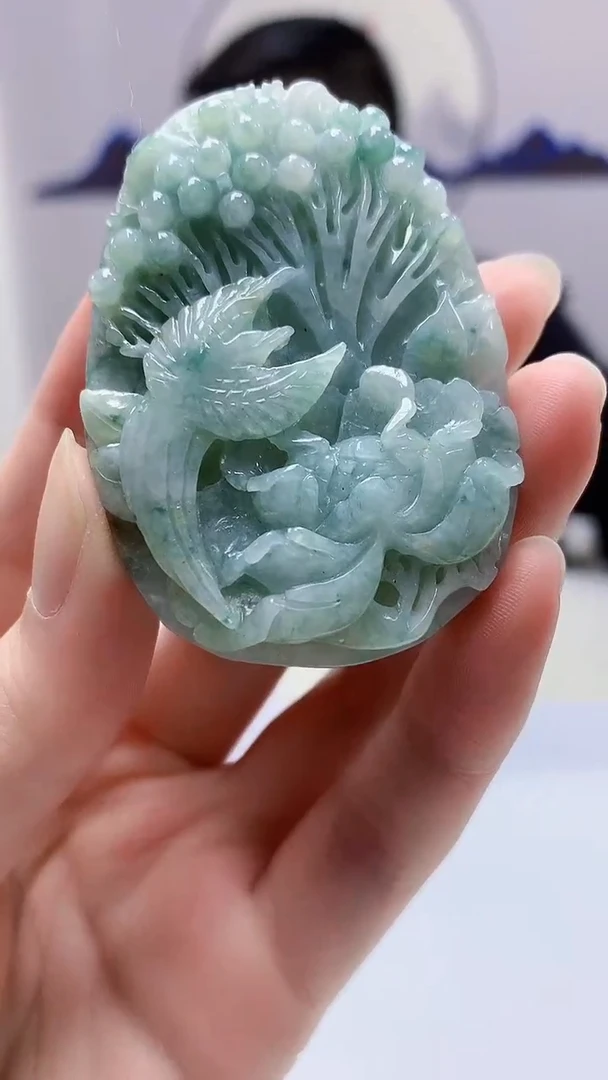 【闪购商品】定制翡翠未镶嵌5152zm-毛货挂件133花鸟