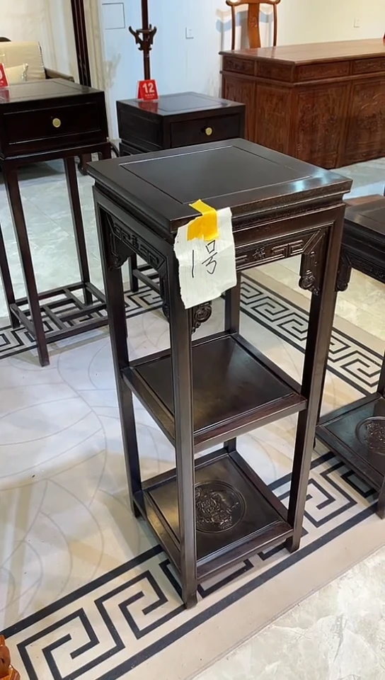 【闪购商品】花梨木类成套家具黑檀色福字花架35*35*100