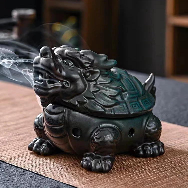 【龙龟香炉】窑变陶瓷盘香 精工细作 香炉摆件 办公室 客厅