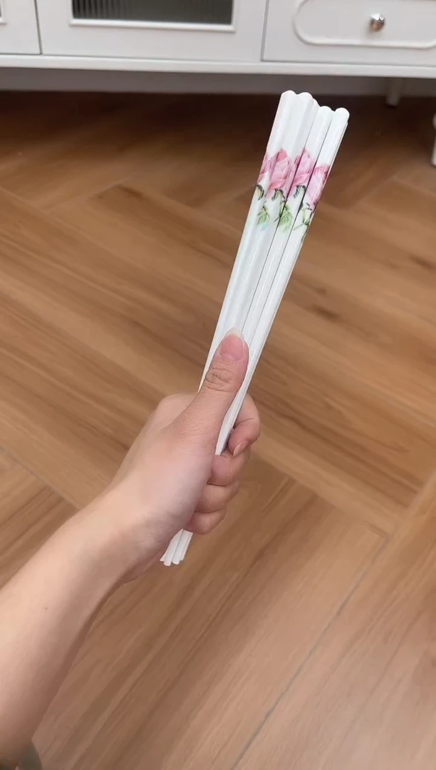 杯玫瑰高骨骨瓷5双筷子