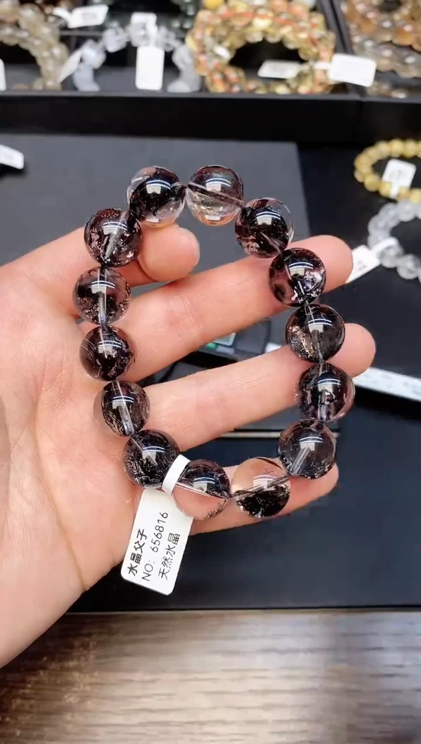 【闪购商品】水晶手链未镶嵌b59 黑闪灵15mm+