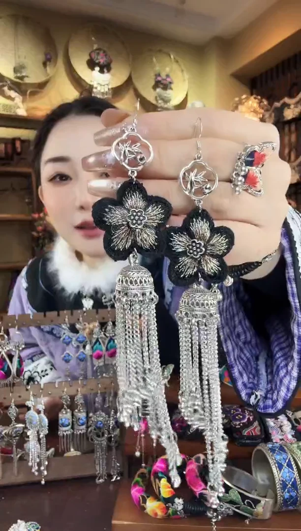 刺绣非遗刺绣民族风耳环