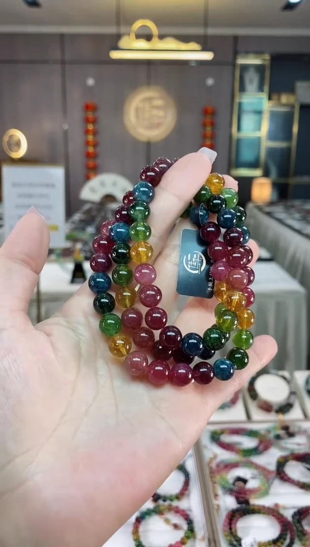 【闪购商品】碧玺三圈手串8mm+未镶嵌（多样性发一条）hon