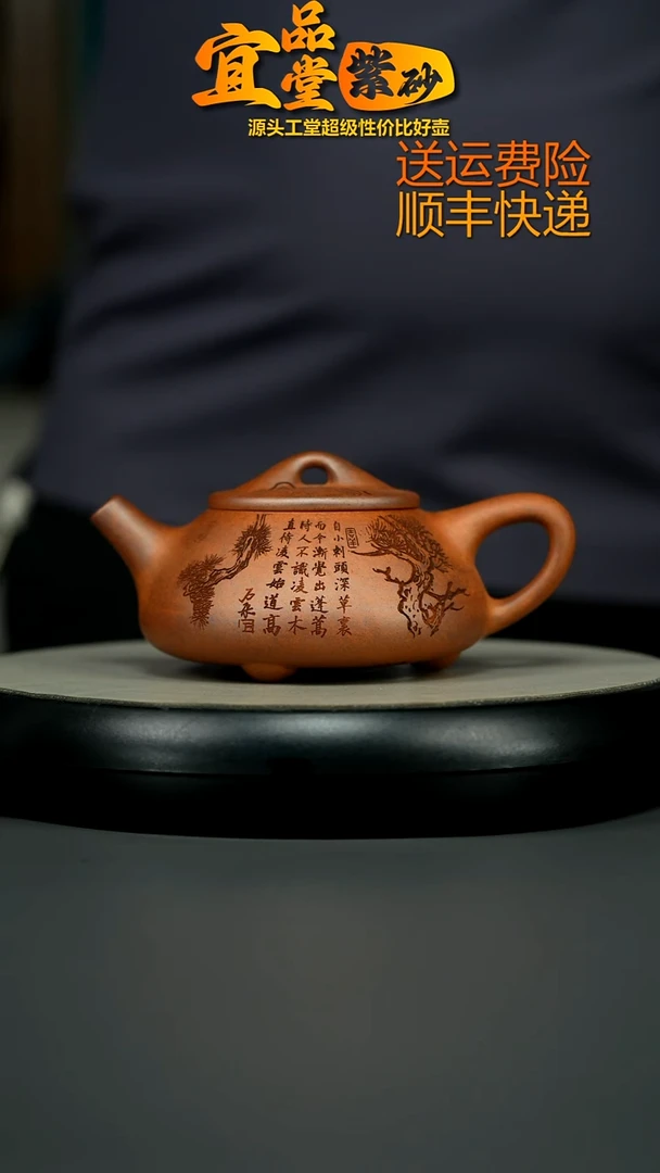 茶壶紫砂蒋静明天星泥松竹景舟石瓢300CC