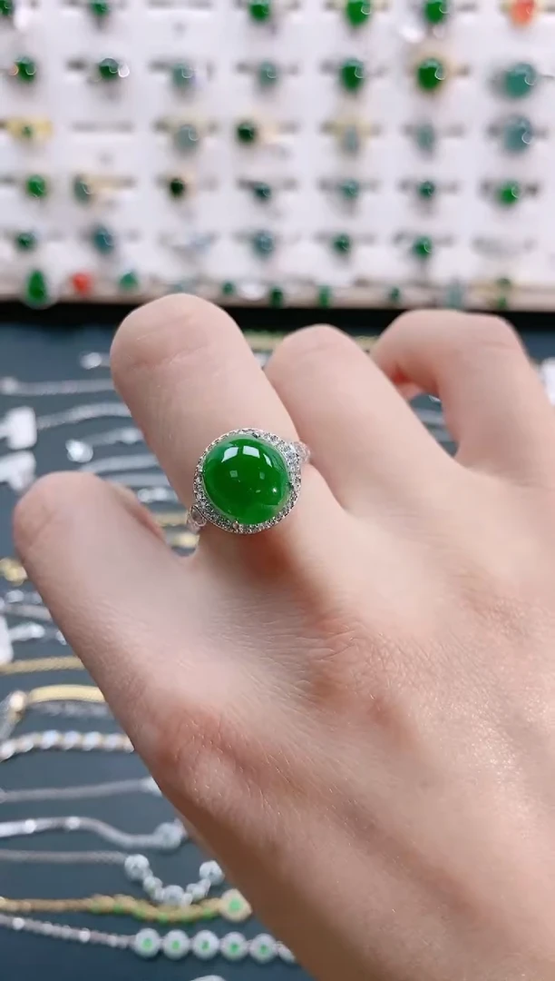 【闪购商品】翡翠戒指银S925镶嵌天然翡翠