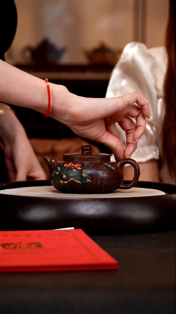 茶壶紫砂ZLH36周盘紫玉金砂330cc