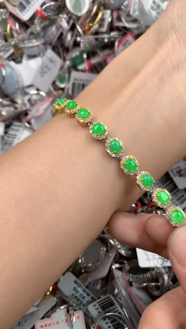 银S925镶嵌戒指翡翠10   7