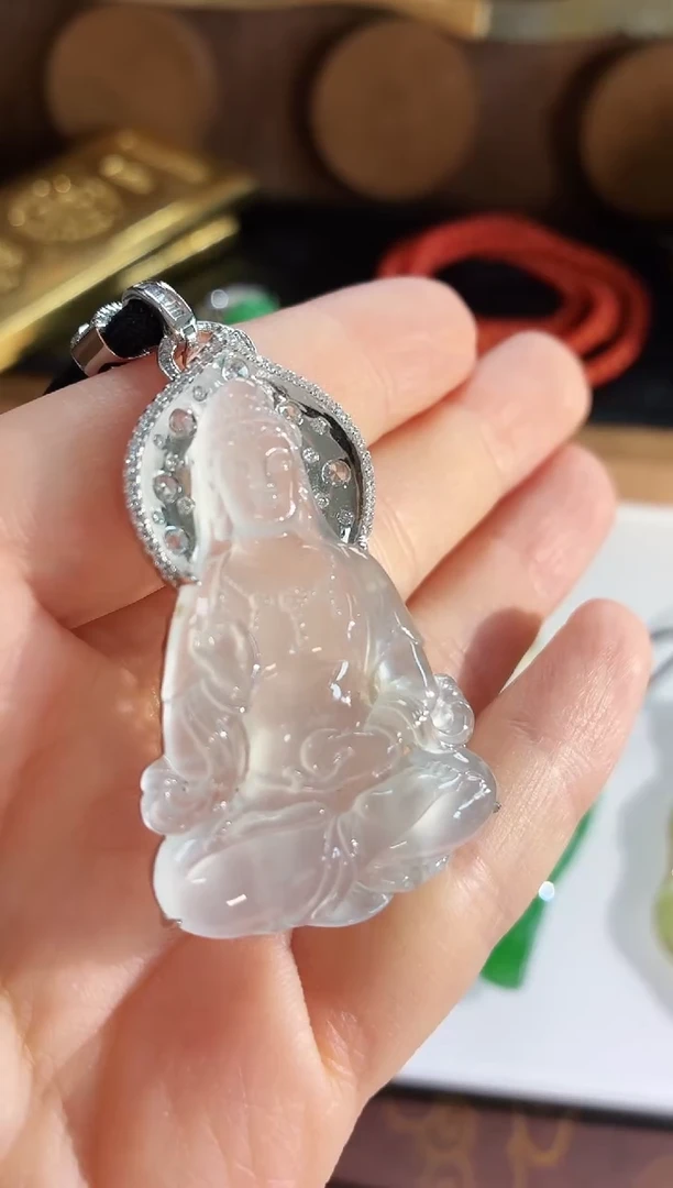 翡翠18K金镶嵌吊坠(不含链)吊坠