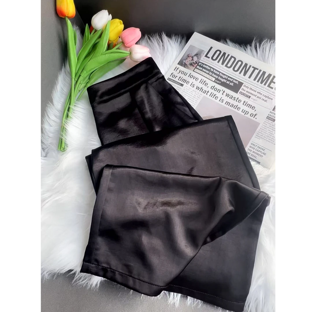 【夏季冰凉】100桑蚕丝薄款高定精品休闲轻奢洋气时尚窄版直筒裤