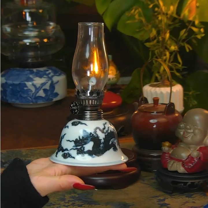 景德镇陶瓷手工灯仿眀龙纹