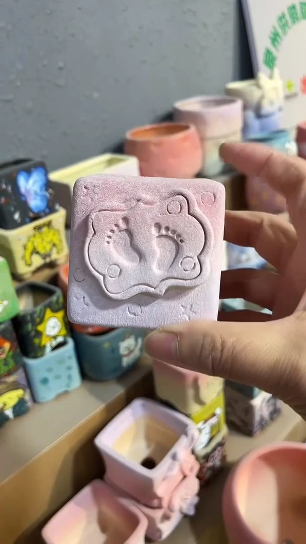 麦饭石粗陶多肉花盆5*5