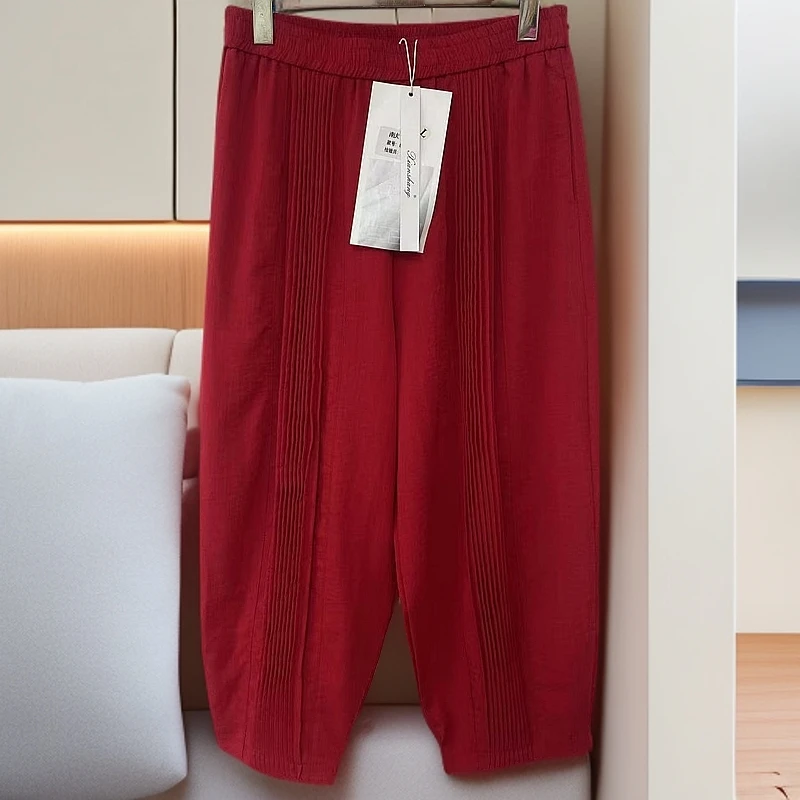 3868设计女新款松紧宽松显瘦休闲裤女慵懒松弛感裤子
