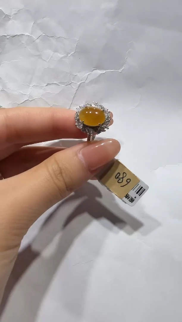 银S925镶嵌戒指翡翠缅甸A货翡翠戒指