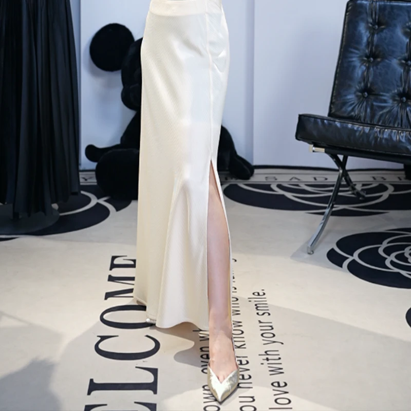 醋酸缎斜纹半身裙 B2481B