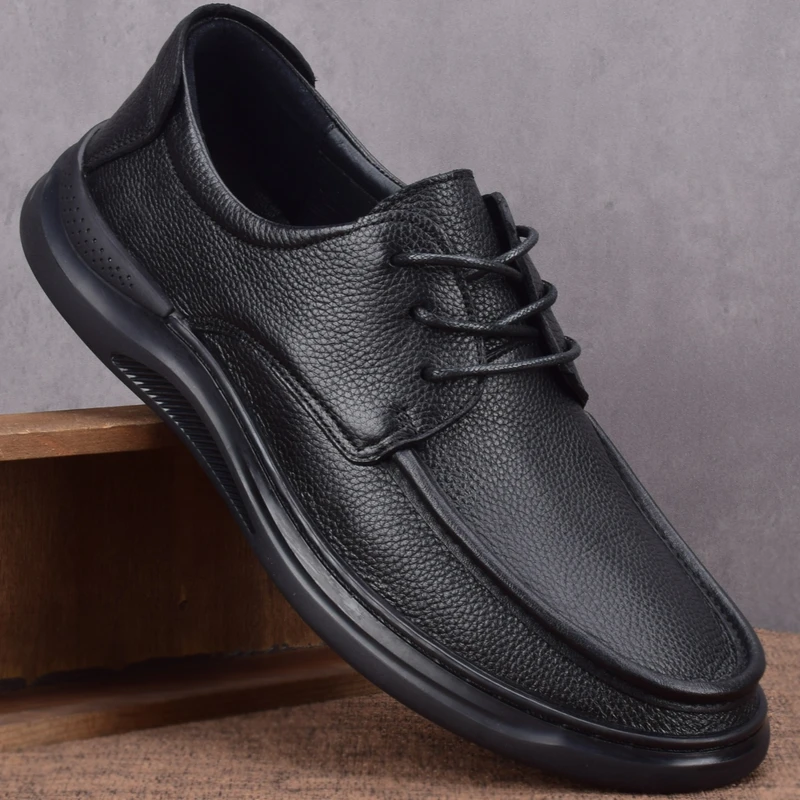 卡汐沐『精选』力荐！男鞋新款休闲皮鞋轻便软底软面系带商务正装鞋