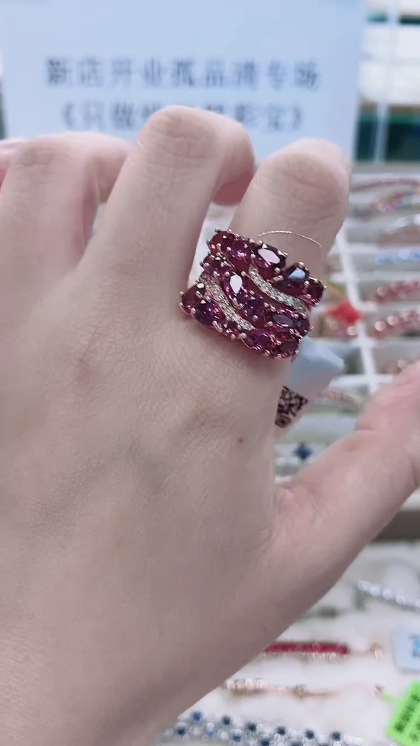 银S925镶嵌戒指石榴石432ZB1128产品一个（多样性）