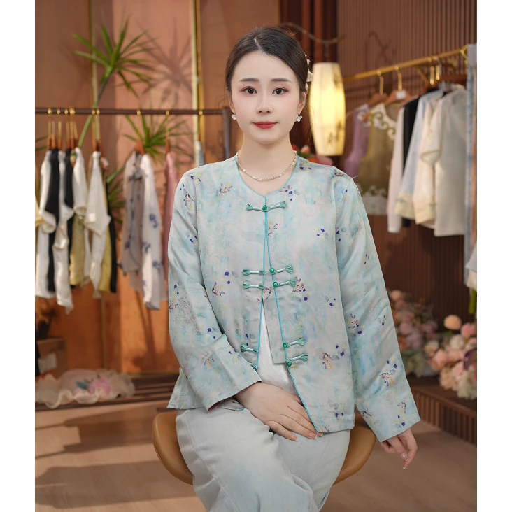 《蓝汐-外套》新中式提花复古国风休闲百搭高定透气外套