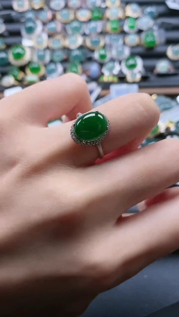 【闪购商品】翡翠戒指银S925镶嵌5151